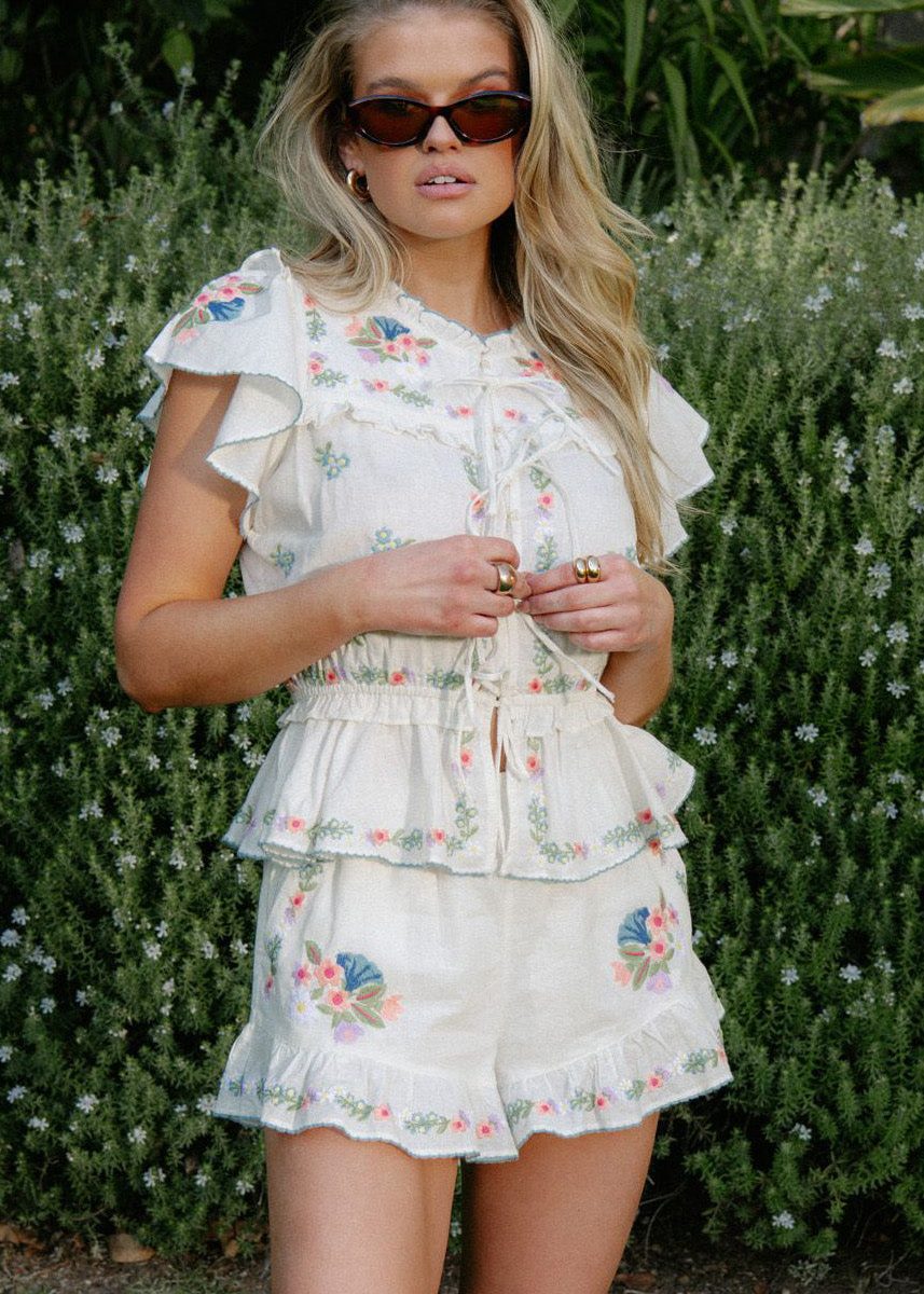 Cannes Shorts ~ Wild Meadow Embroidery
