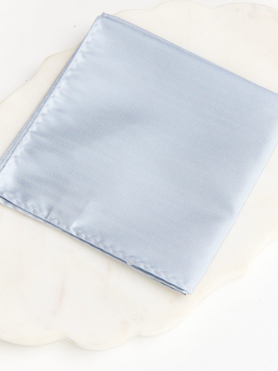 Sam Pocket Square ~ Steel Blue Solid