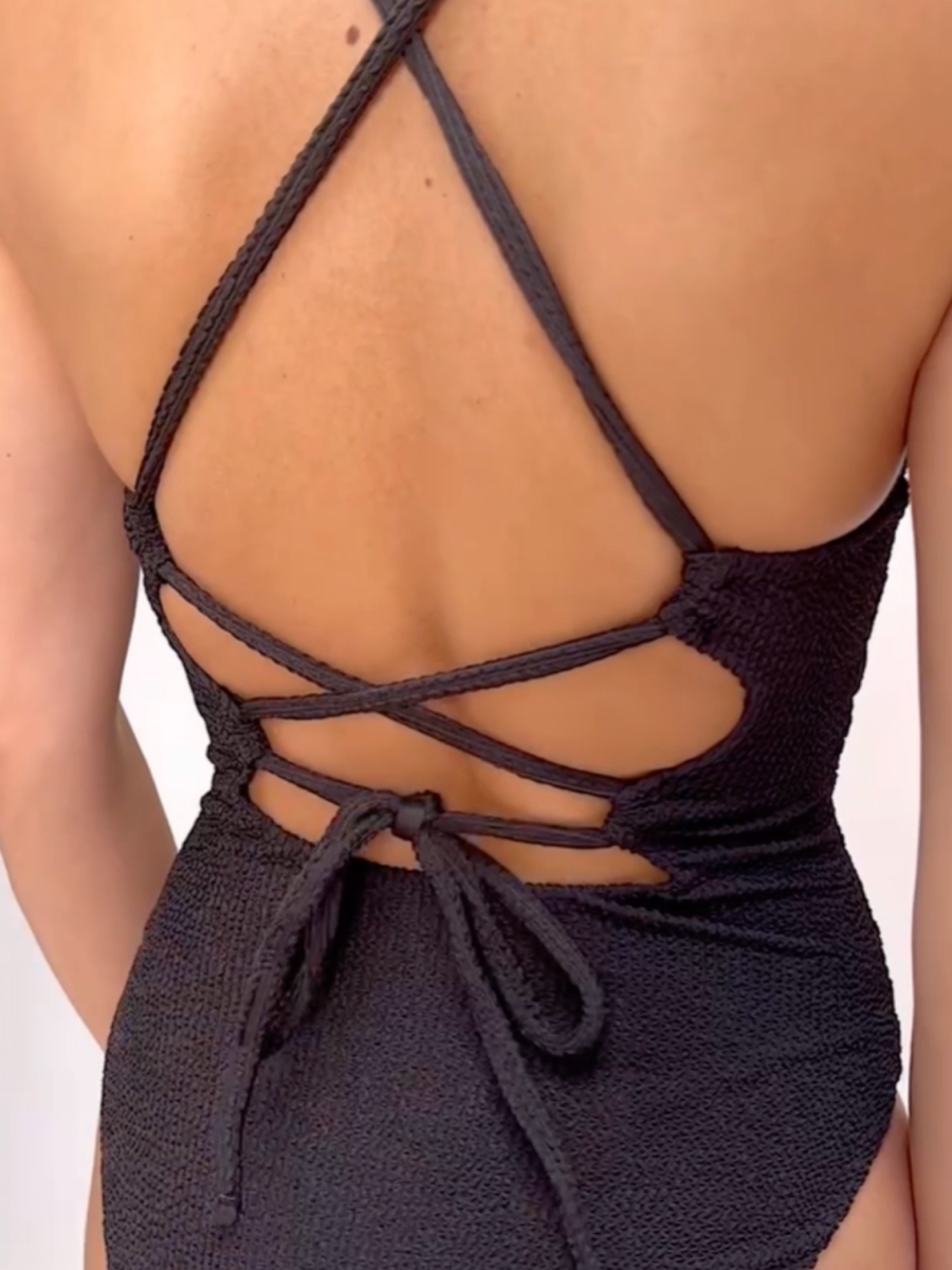 Positano One Piece ~ Black Scrunch