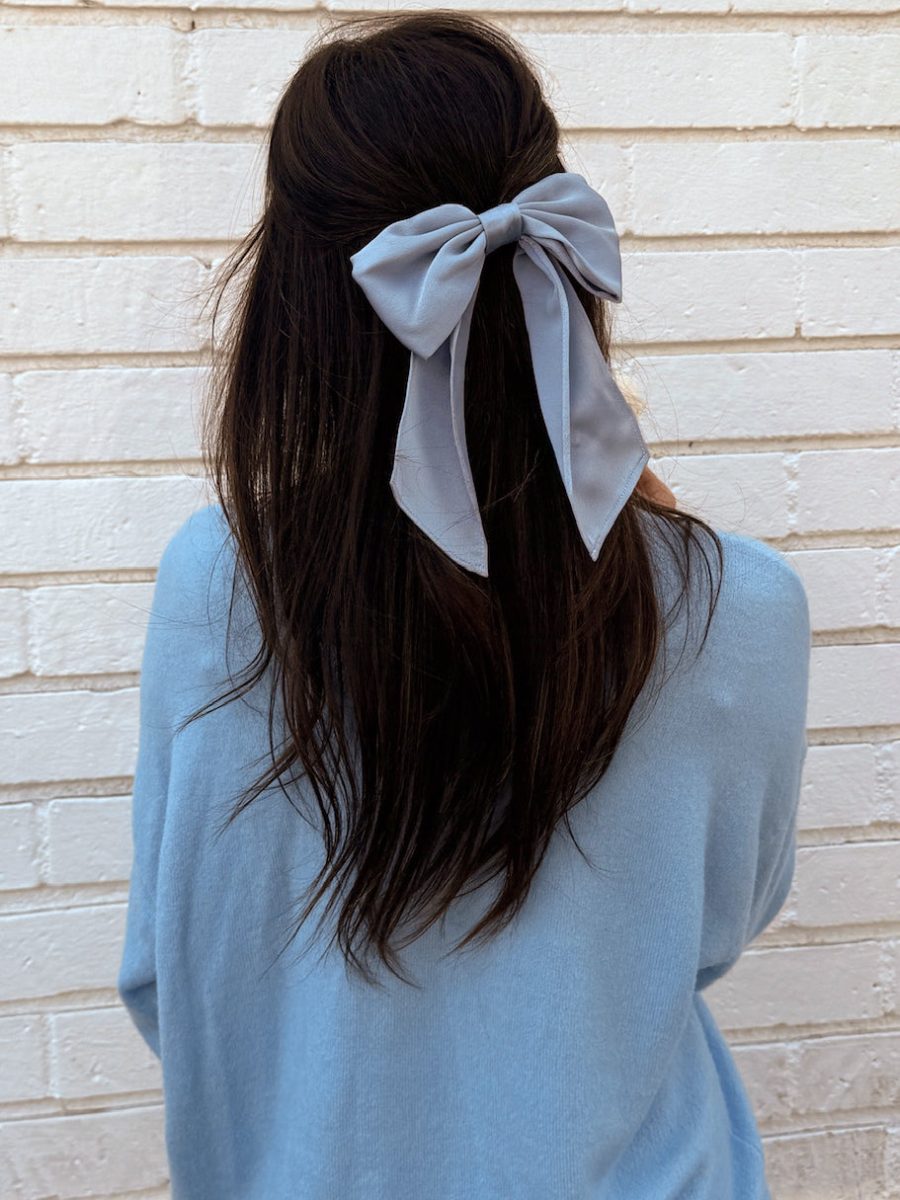 Elsa Bow ~ Steel Blue Luxe Satin