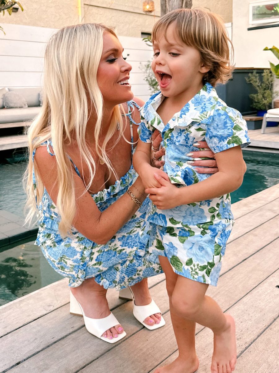 Lil Button Up Shirt ~ Cottage Floral Blue