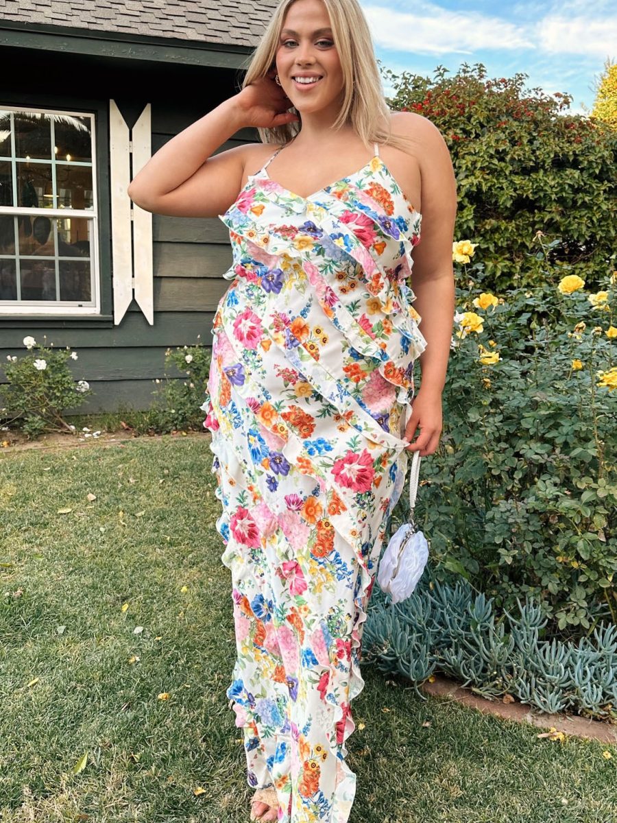 Romance Ruffle Dress ~ Ivory Botanical Floral