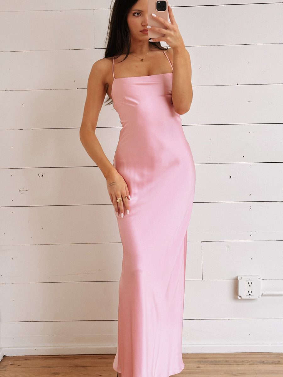 Dani Slip Dress ~ Light Pink Luxe Satin
