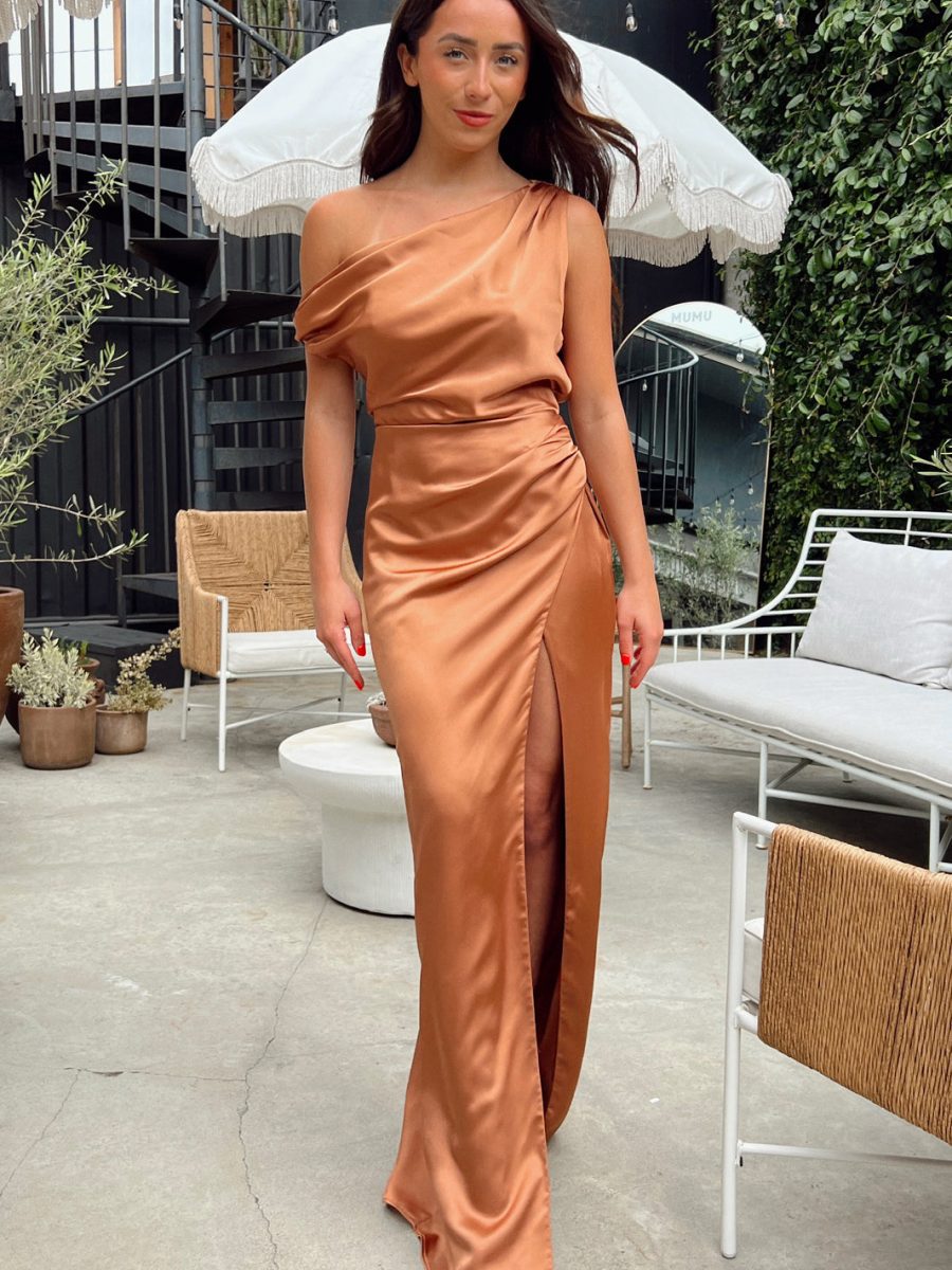 Jodie Dress ~ Copper Luxe Satin