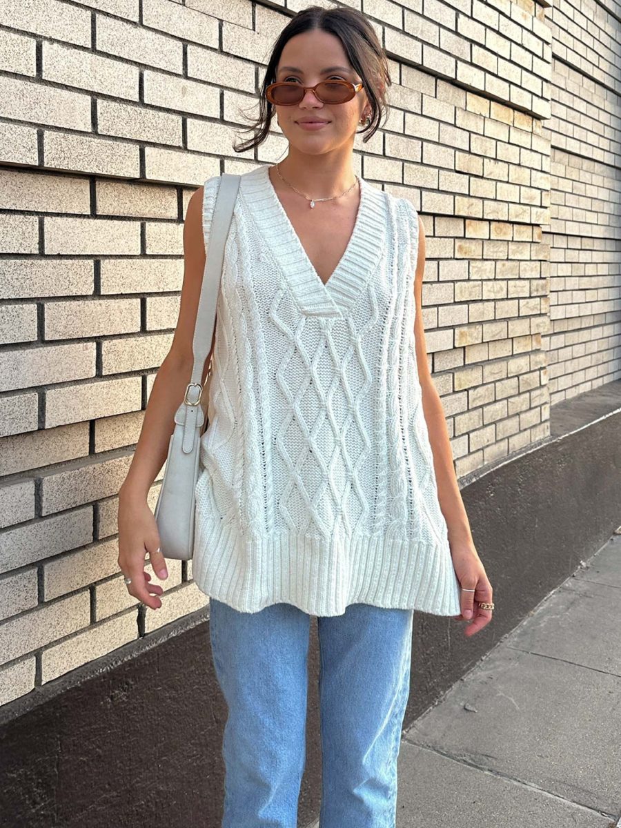 Reid Sweater Vest ~ Cream Cable Knit