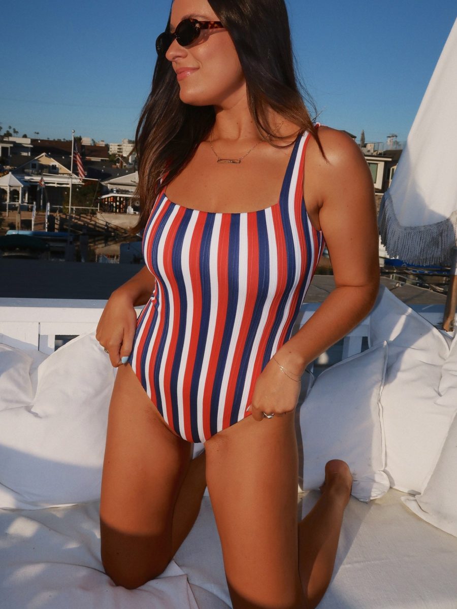The Ribbed One Piece ~ Americana Stripe Micro Rib