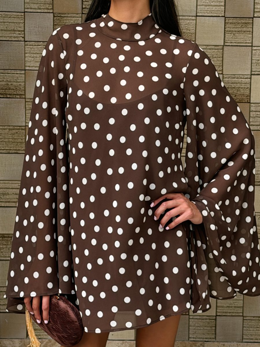 Katelyn Mini Dress ~ Chocolate Brown Polka Dot