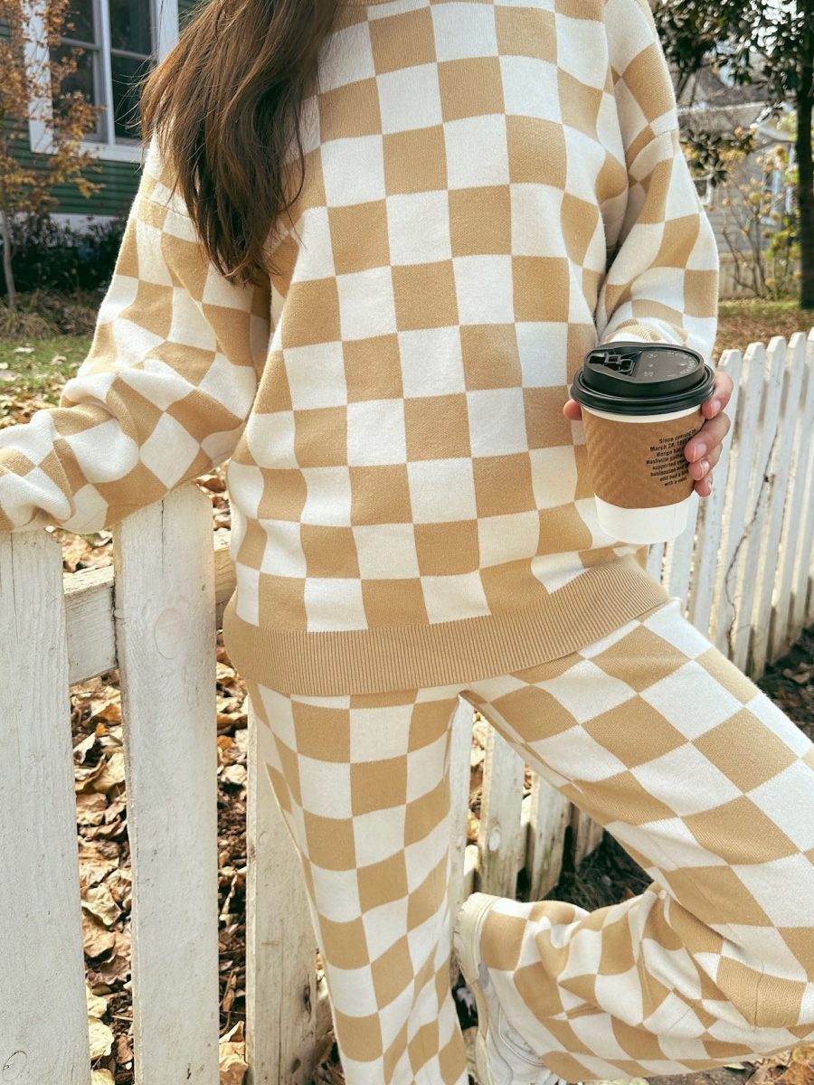 Scout Sweater ~ Tan Checker Knit