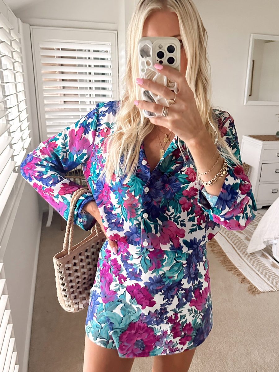 Smith Button Down ~ Magenta Blooms
