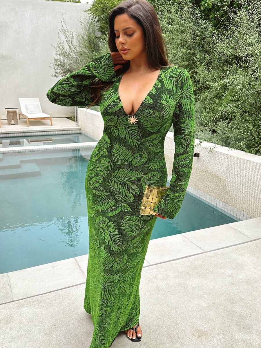 Lopez Dress ~ Palm Sparkle Stretch
