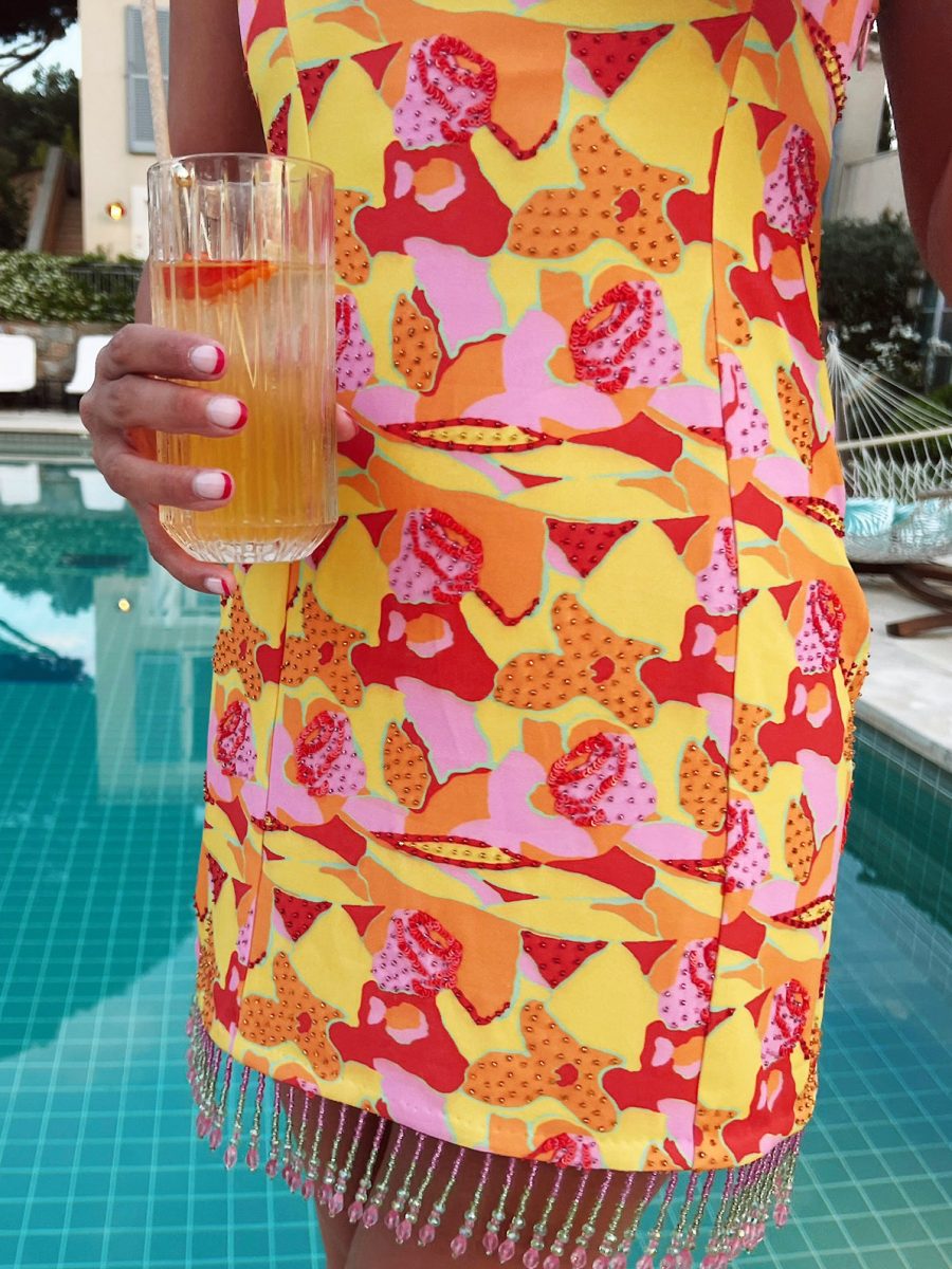 Samba Mini Dress ~ Havana Beaded Sequins