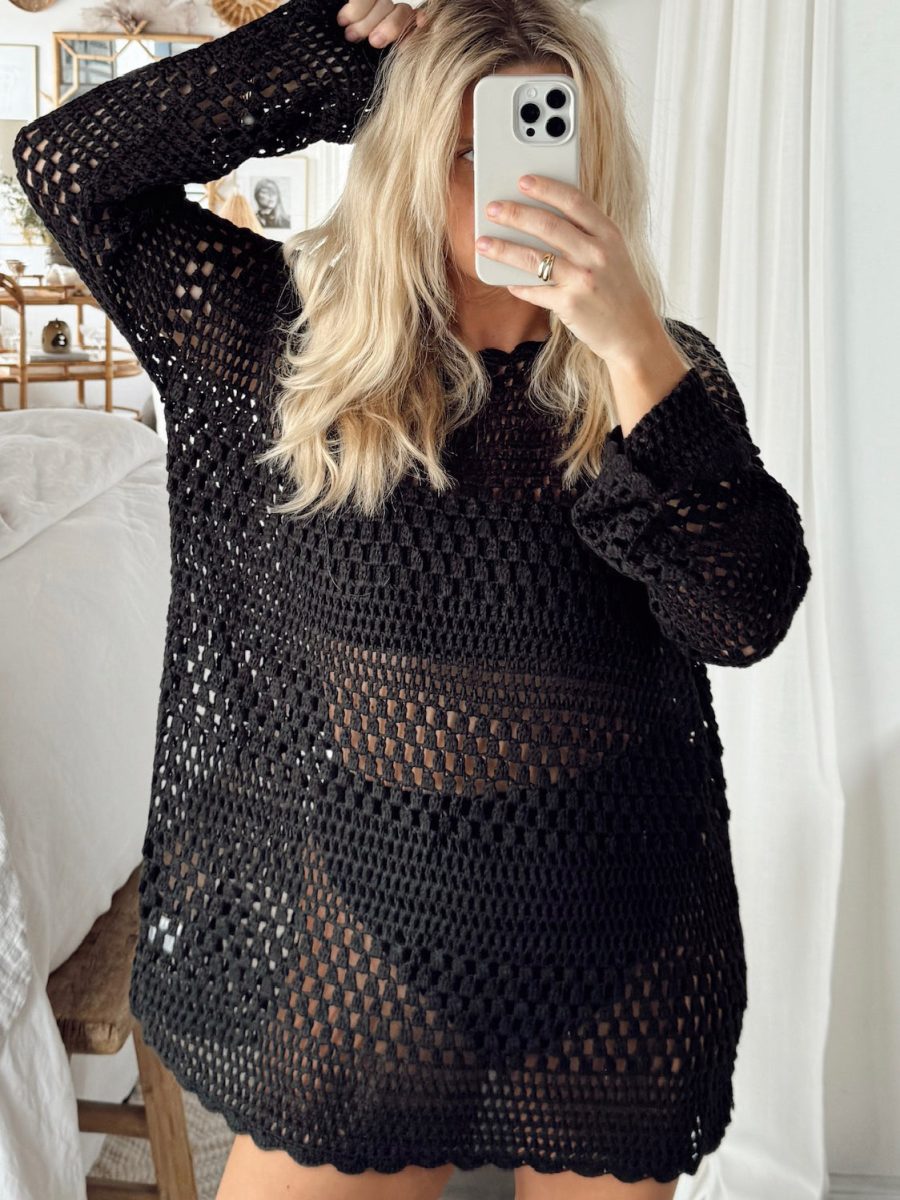 Paula Pullover ~ Black Crochet