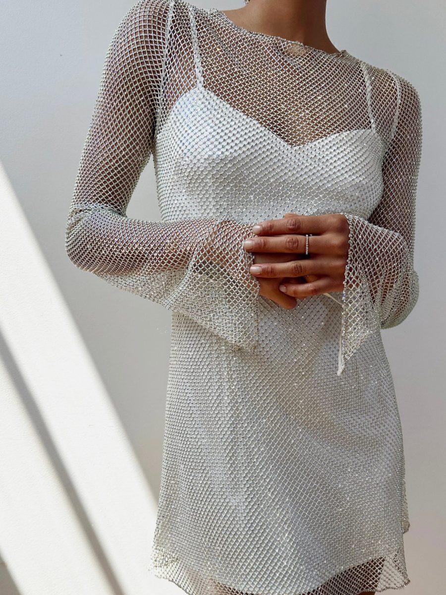 Iconic Mini Dress ~ White Glitz