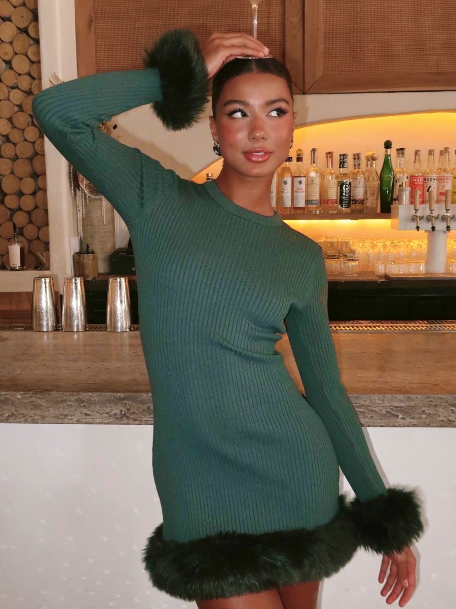 Emerald Knit with Faux Fur