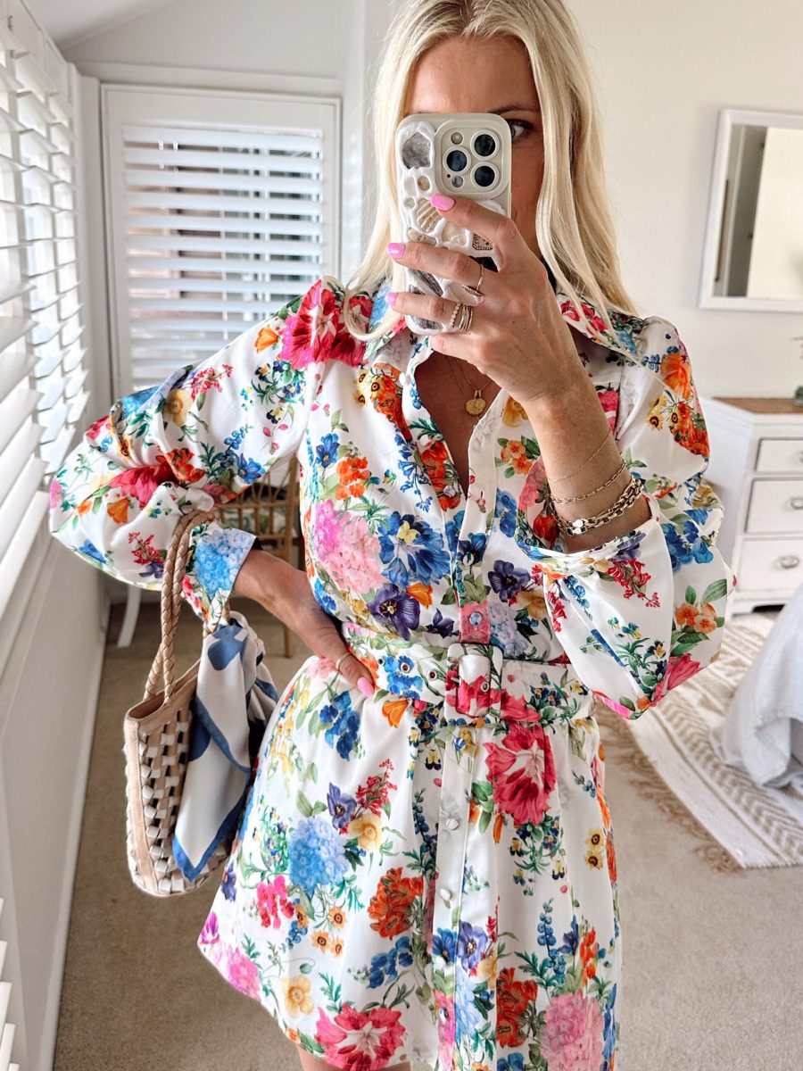 Carrie Collared Dress ~ Ivory Botanical Floral