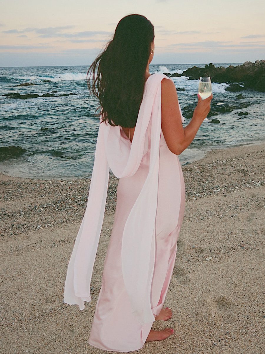 Maya Midi Dress ~ Powder Pink Luxe Satin