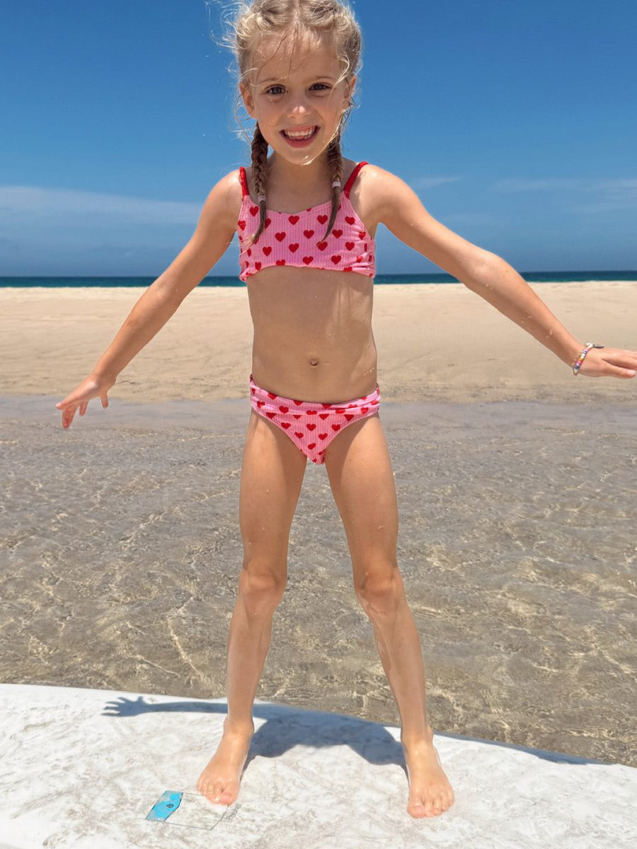 Little Folly Bikini ~ Red Hearts Rib Scrunch