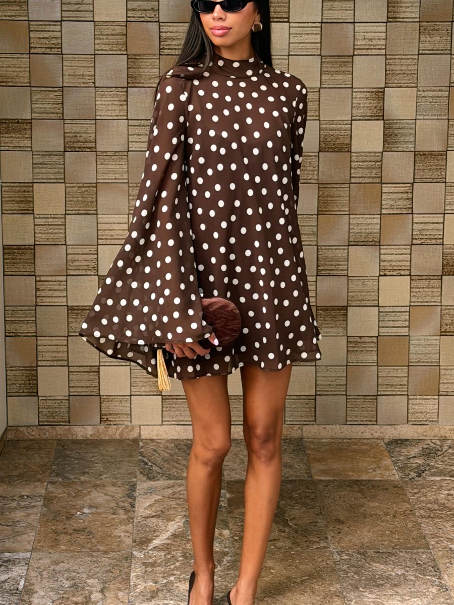Katelyn Mini Dress ~ Chocolate Brown Polka Dot
