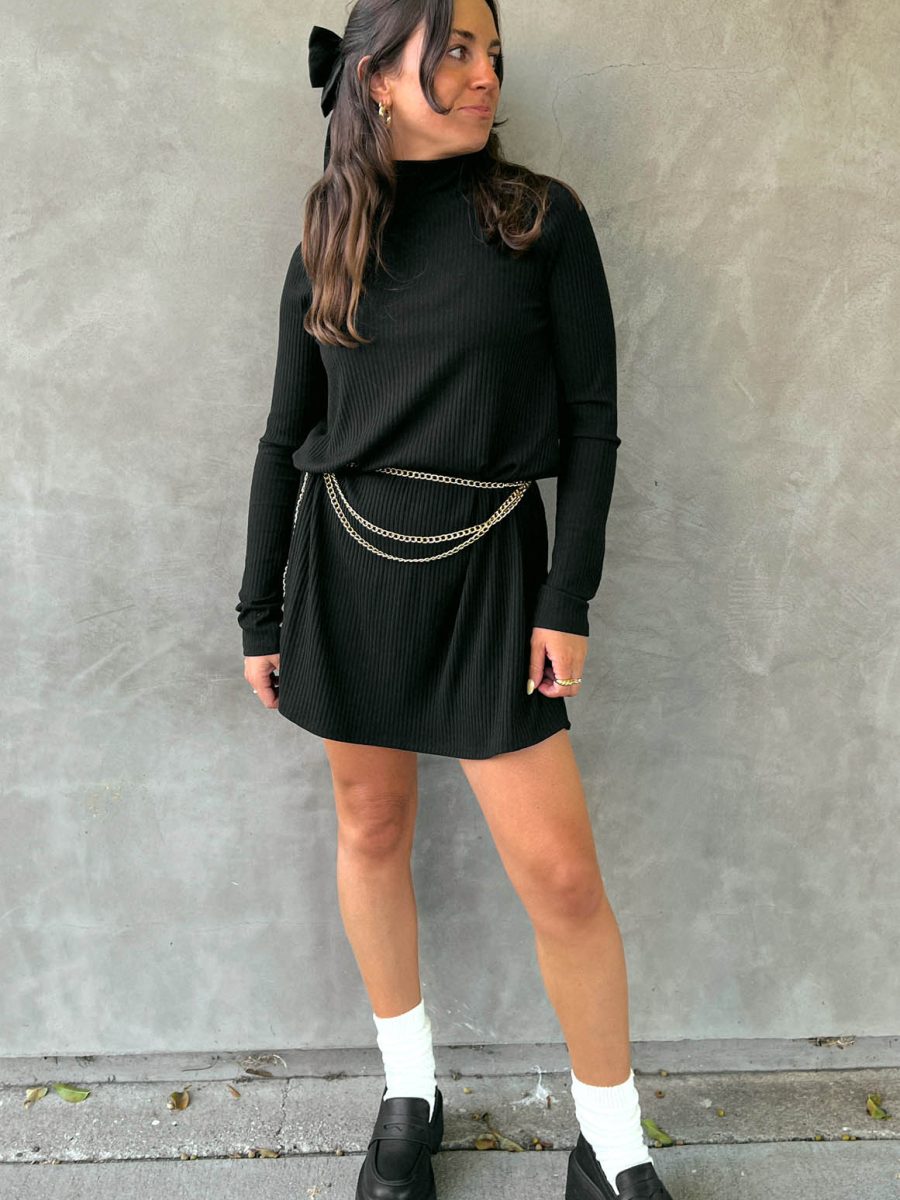 Tammy Turtleneck Dress ~ Winter Rib Black