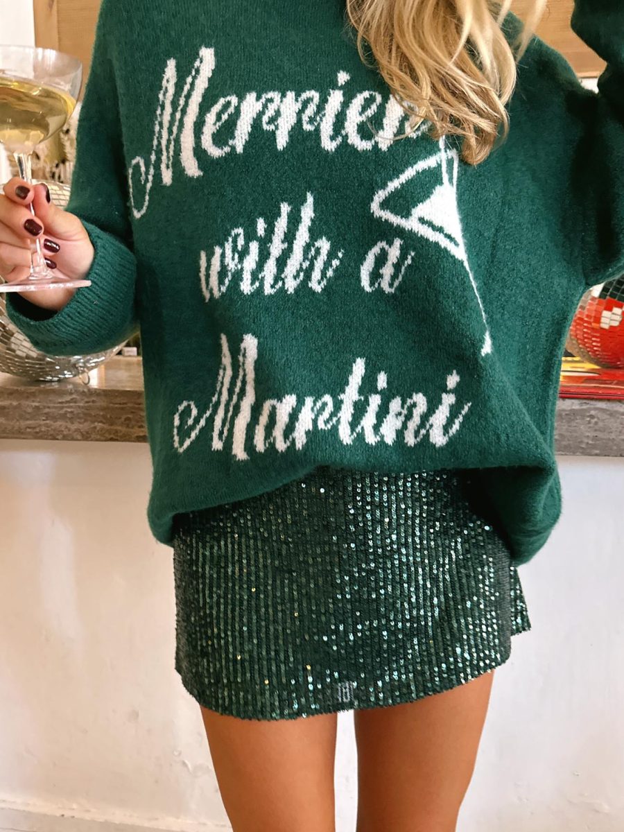 All Night Skort ~ Emerald Sequins