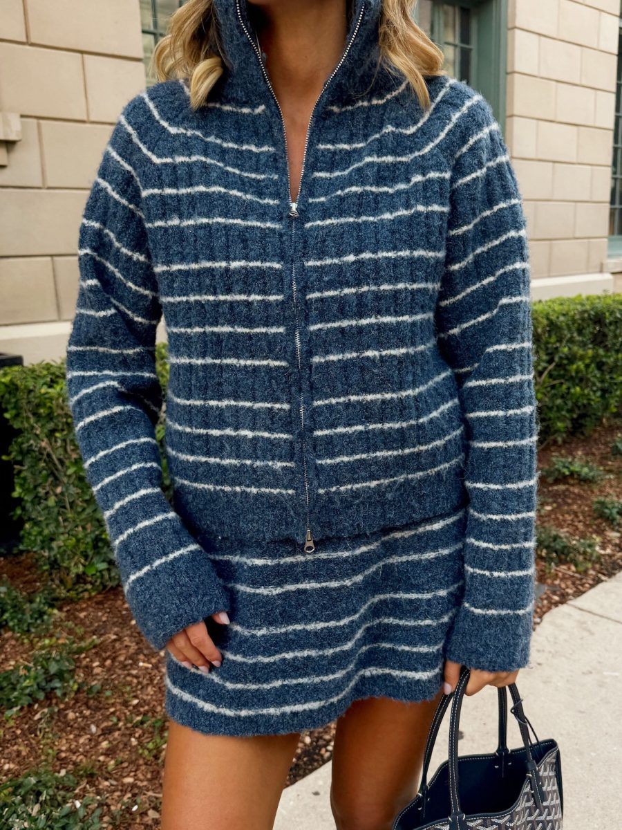 Walker Zip Sweater ~ Dusk Stripe