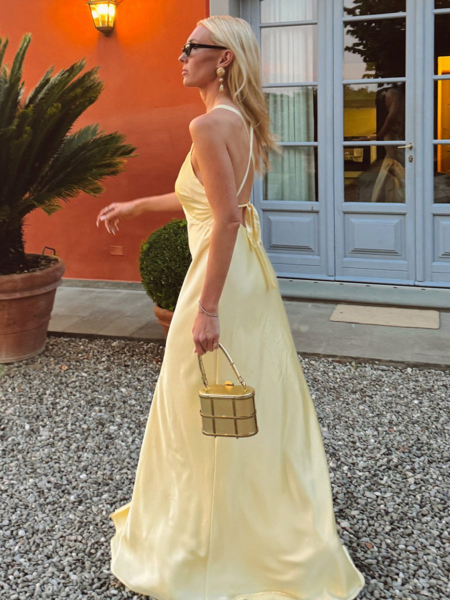 Anderson Maxi Dress ~ Pale Yellow Luxe Satin