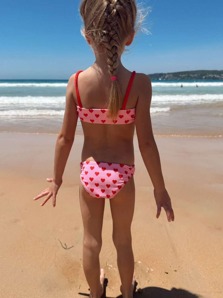 Little Folly Bikini ~ Red Hearts Rib Scrunch