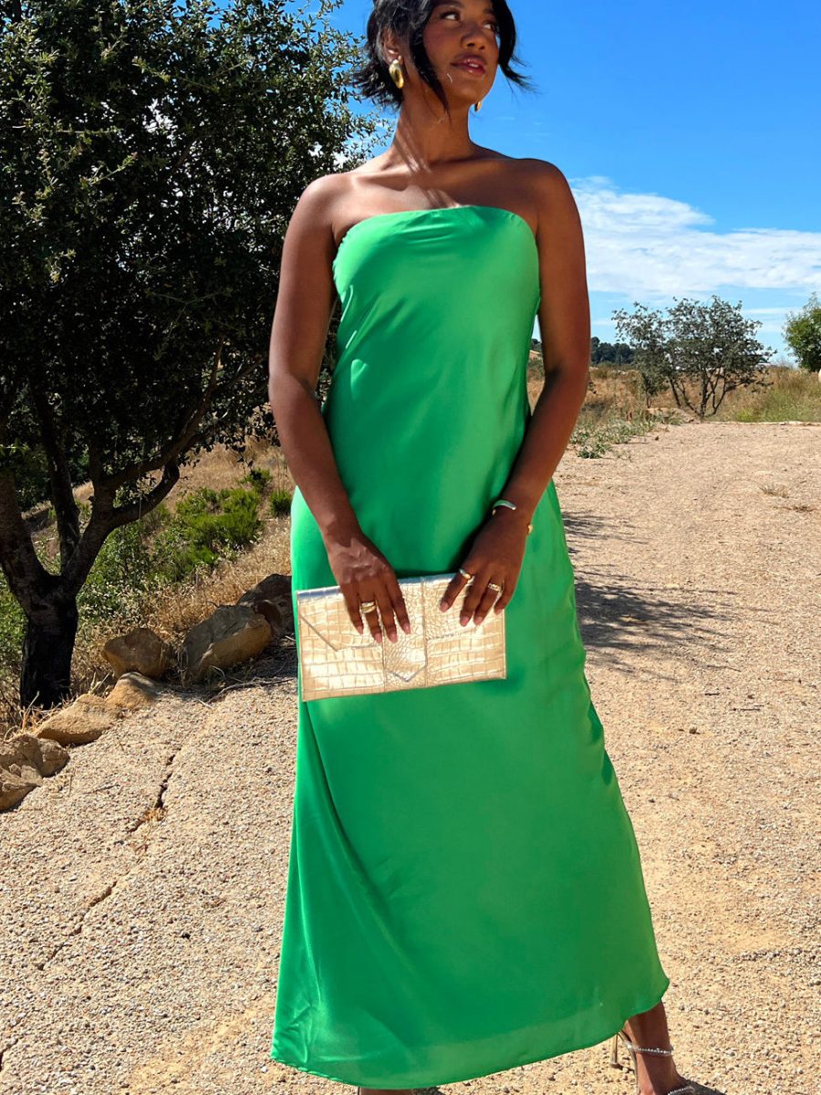 Taylor Tube Dress ~ Clover Green Luxe Satin