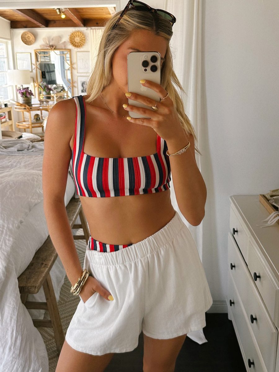 Hot Tub Top ~ Americana Stripe Micro Rib