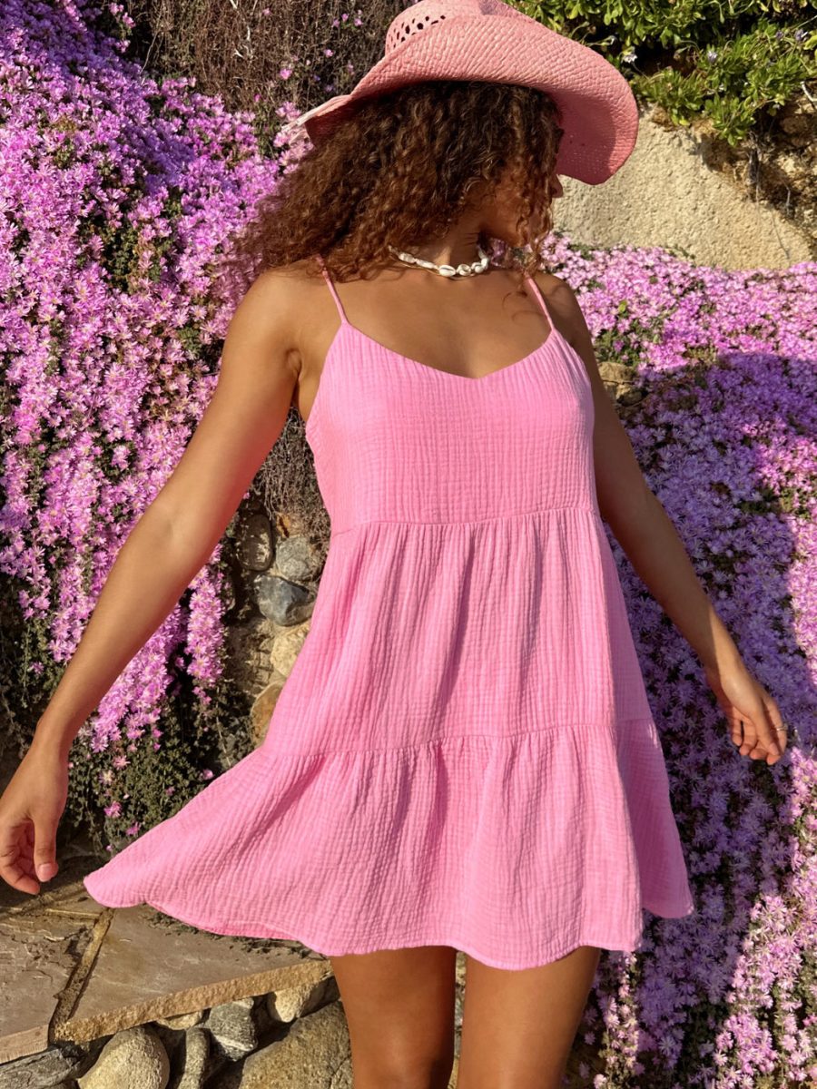 Caroline Mini Dress ~ Bubblegum Gauze