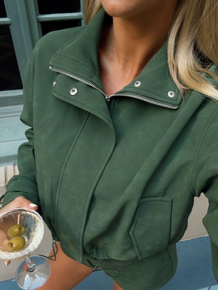 Ventura Jacket ~ Green Faux Suede