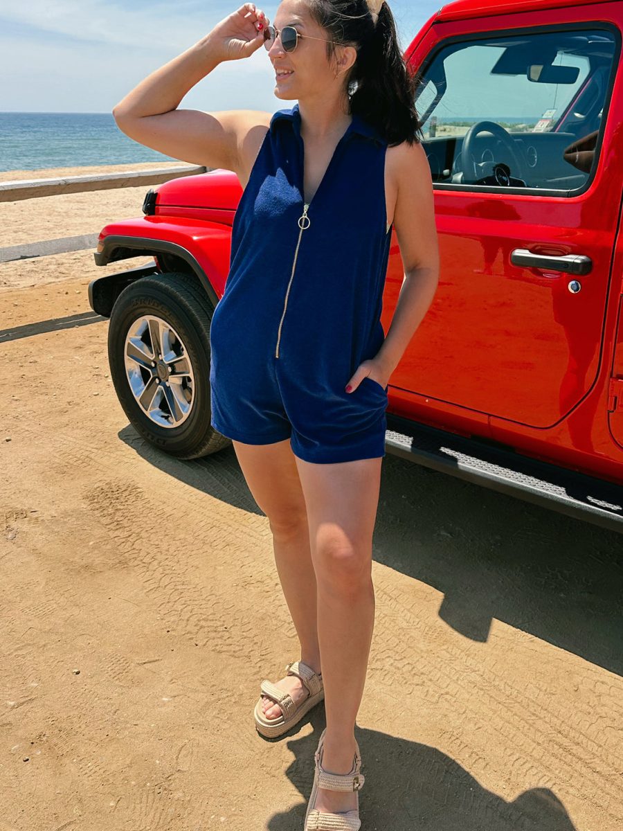 Reno Romper ~ Navy Blue Terry