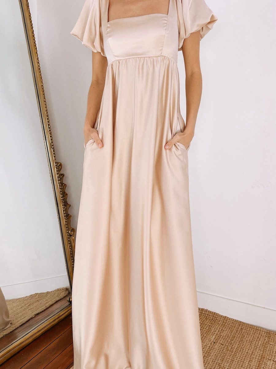 Nora Maxi Dress ~ Champagne Luxe Satin