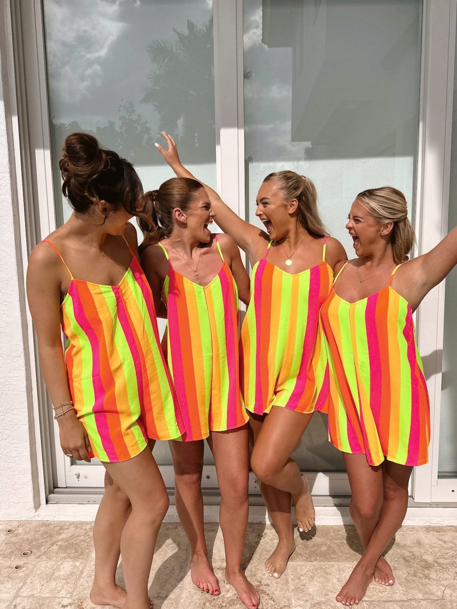 Rascal Romper ~ Neon Vacay Stripe