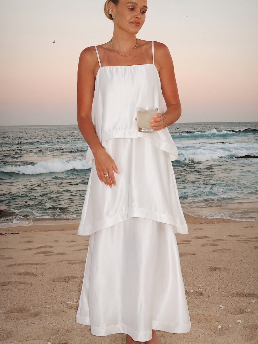 Ella Maxi Dress ~ Ivory Luxe Satin