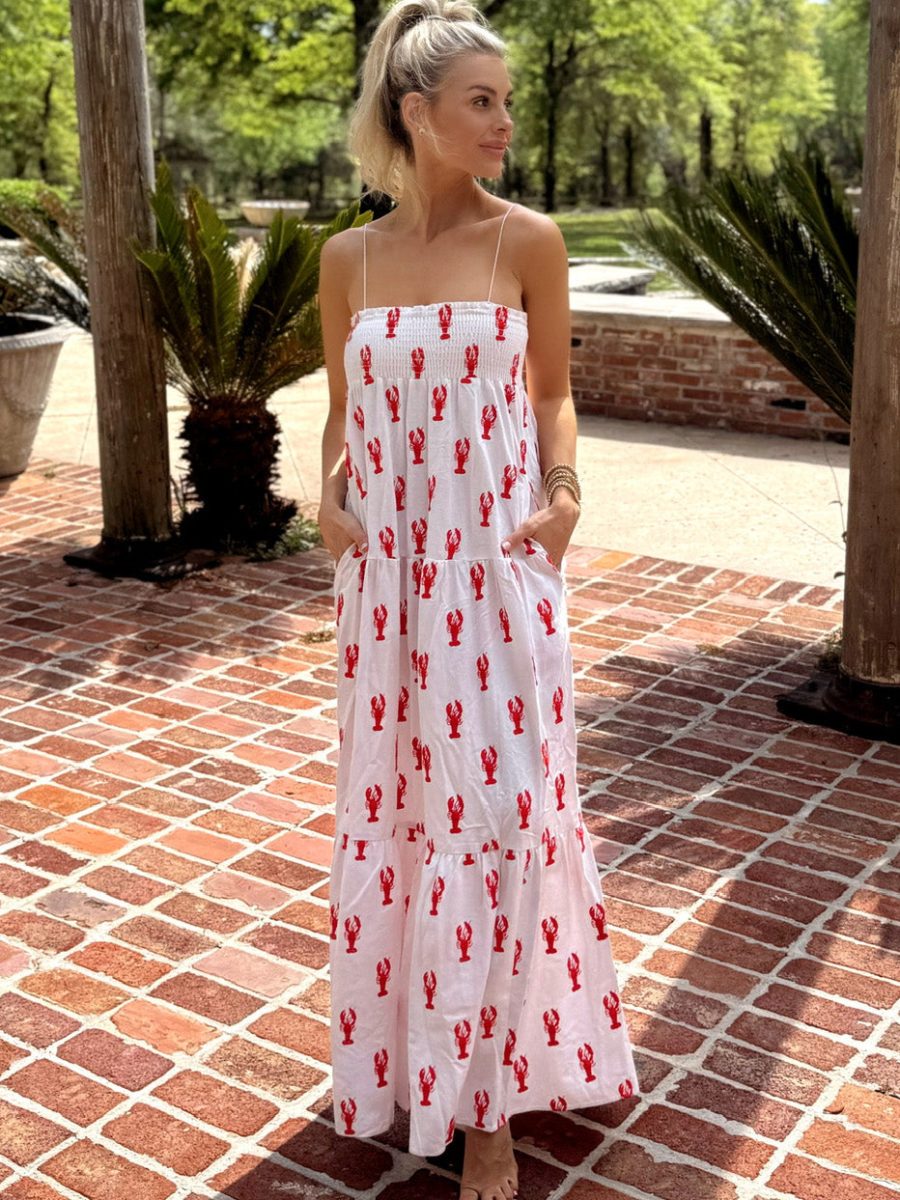 Long Weekend Maxi Dress ~ Lobster Embroidery