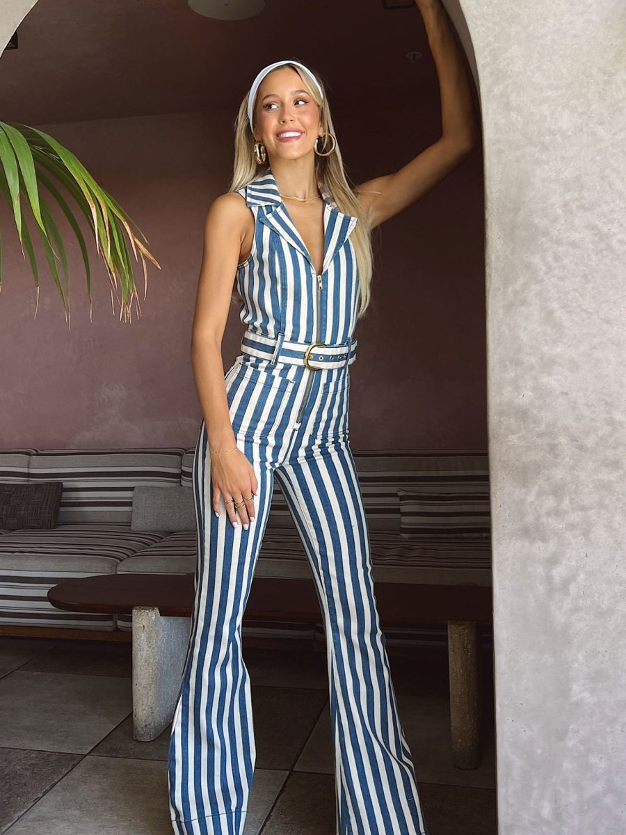 Jacksonville Jumpsuit ~ Sand N Sea Stripe Denim