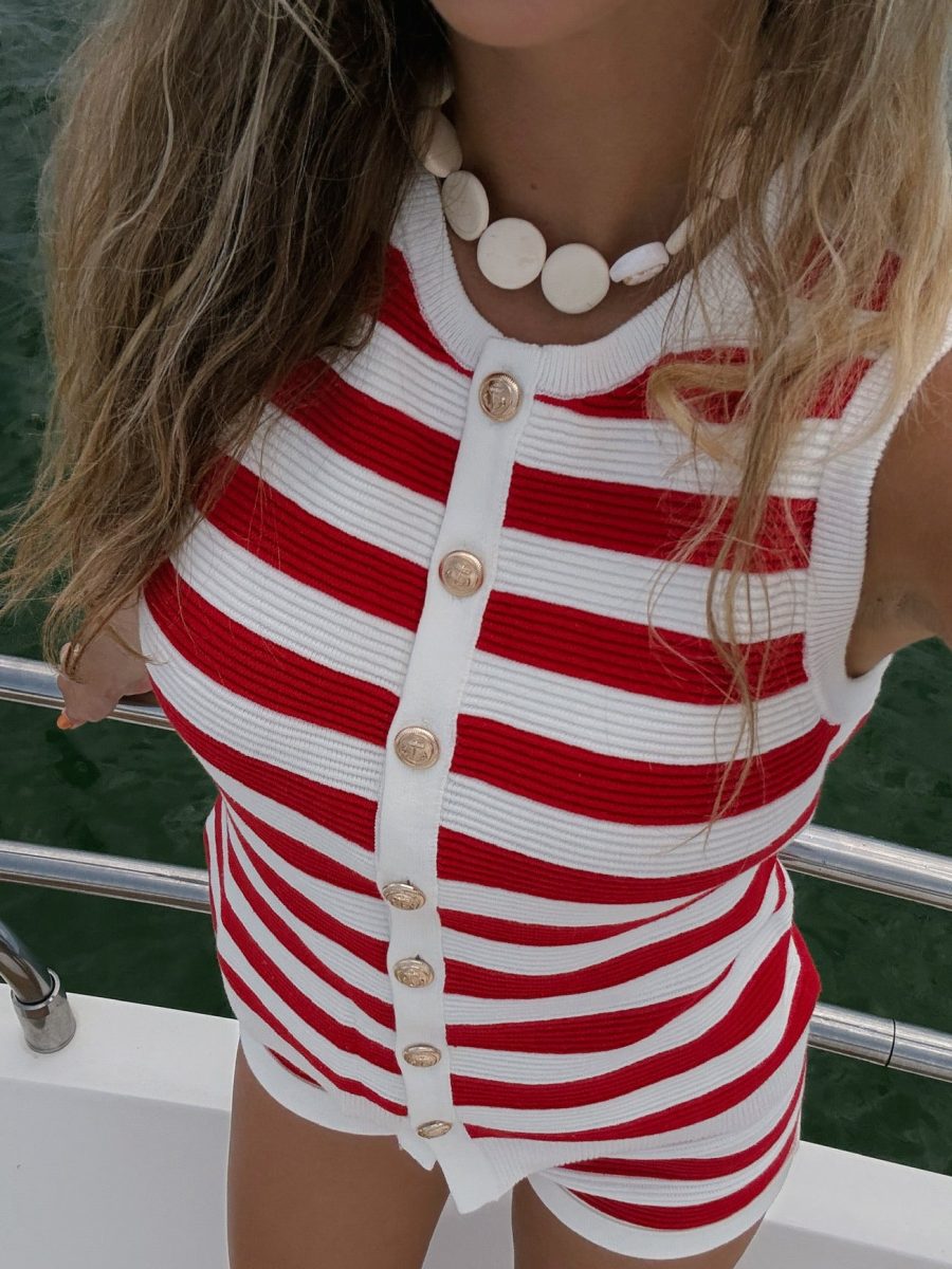 Devin Tank ~ Red Stripe Delight Knit