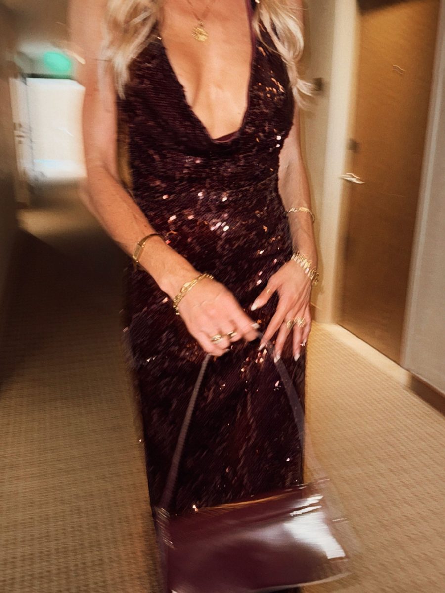 Simone Maxi Dress ~ Burgundy Sequins