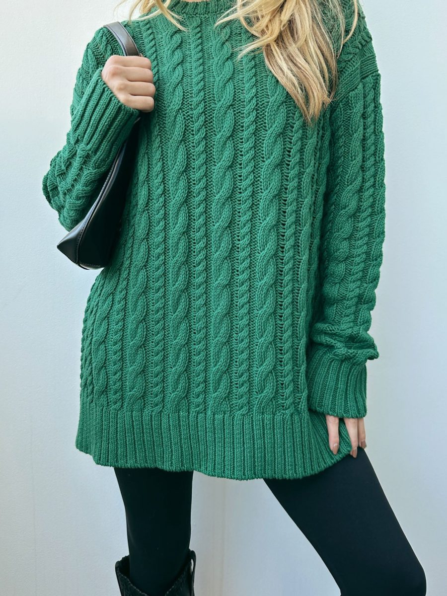Day to Day Tunic Sweater ~ Emerald Cable Knit