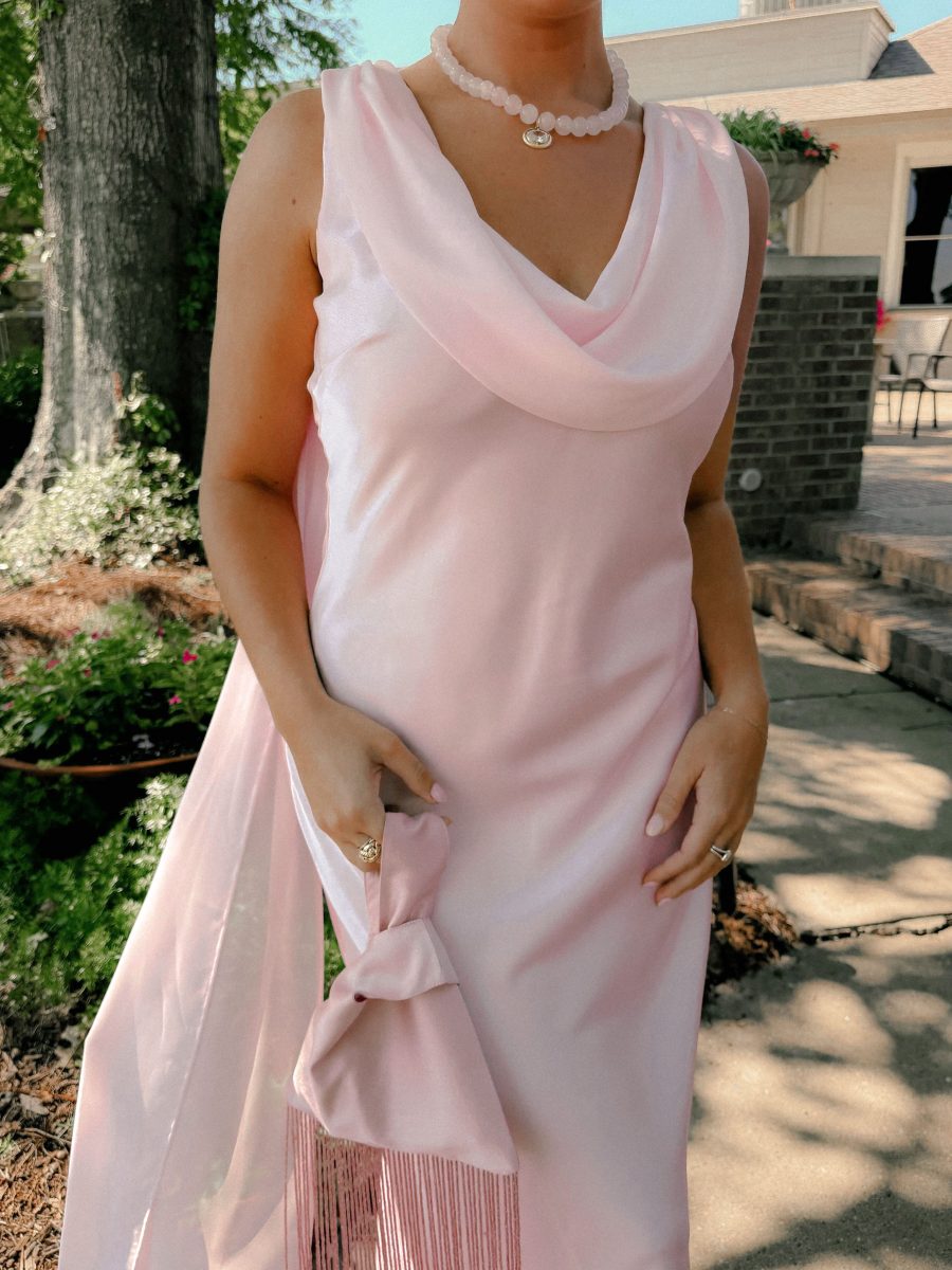 Maya Midi Dress ~ Powder Pink Luxe Satin