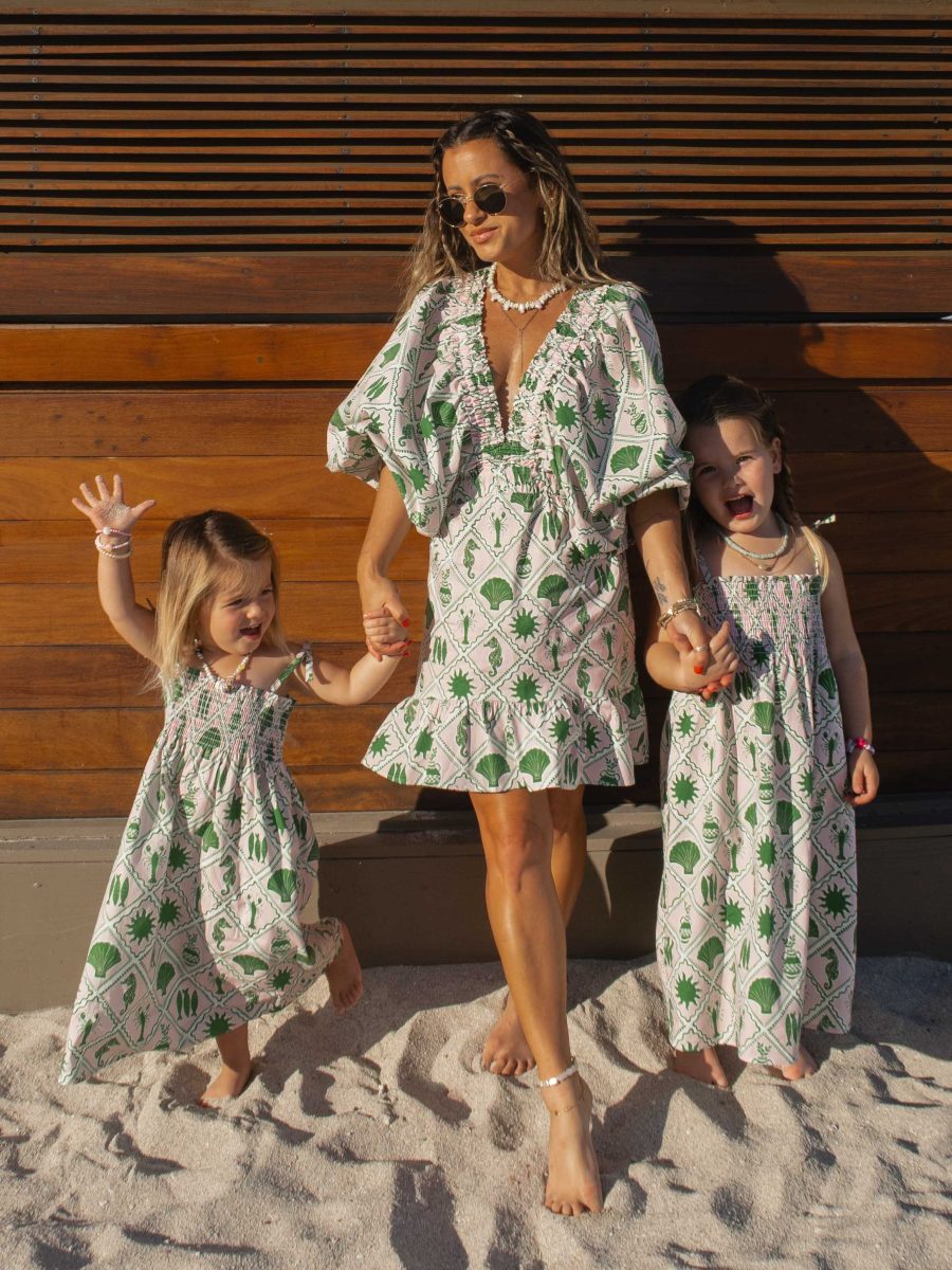 Lola Smocked Dress ~ Coastal Collage