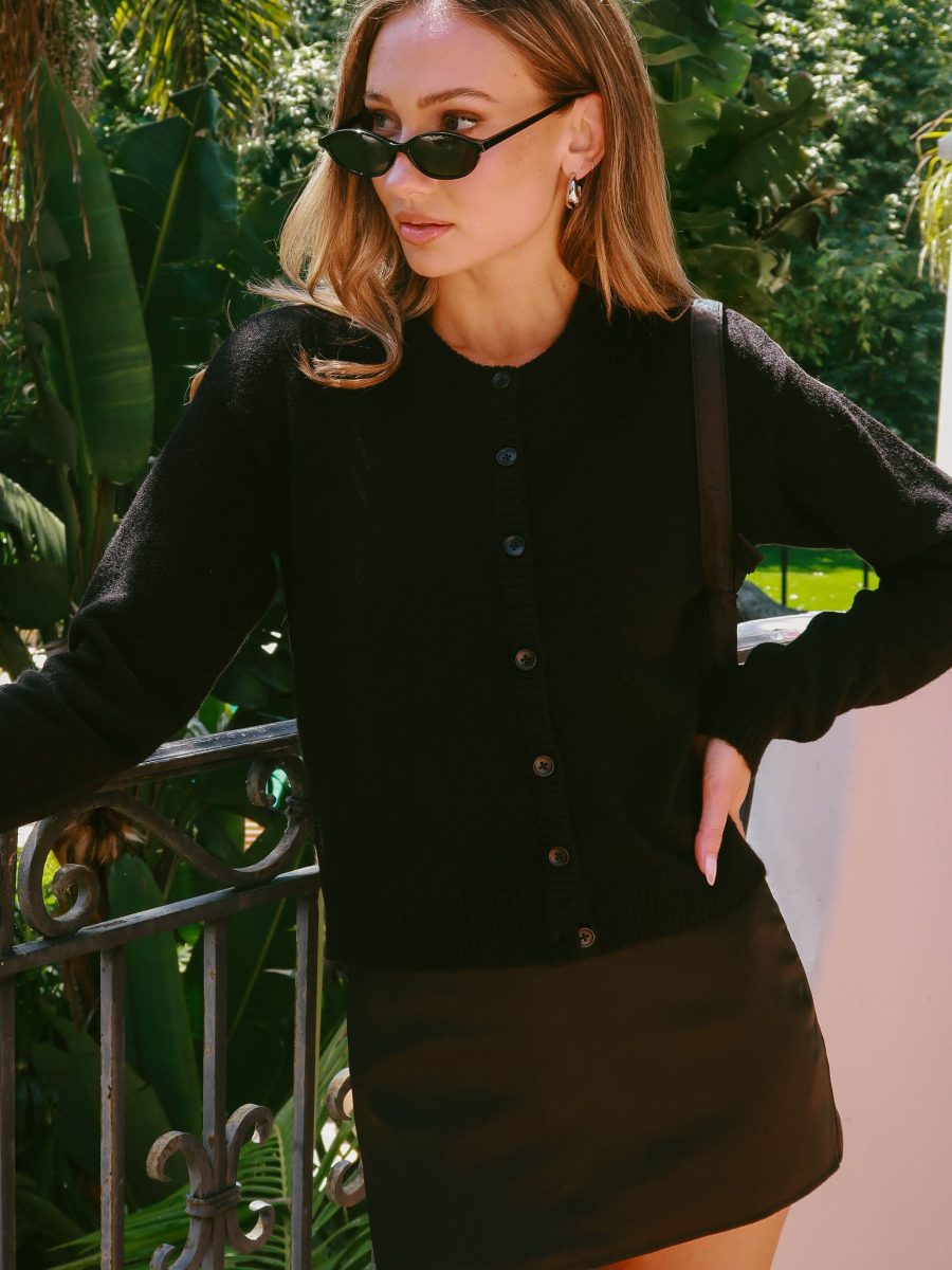 Throw on Cardigan ~ Jet Black Knit