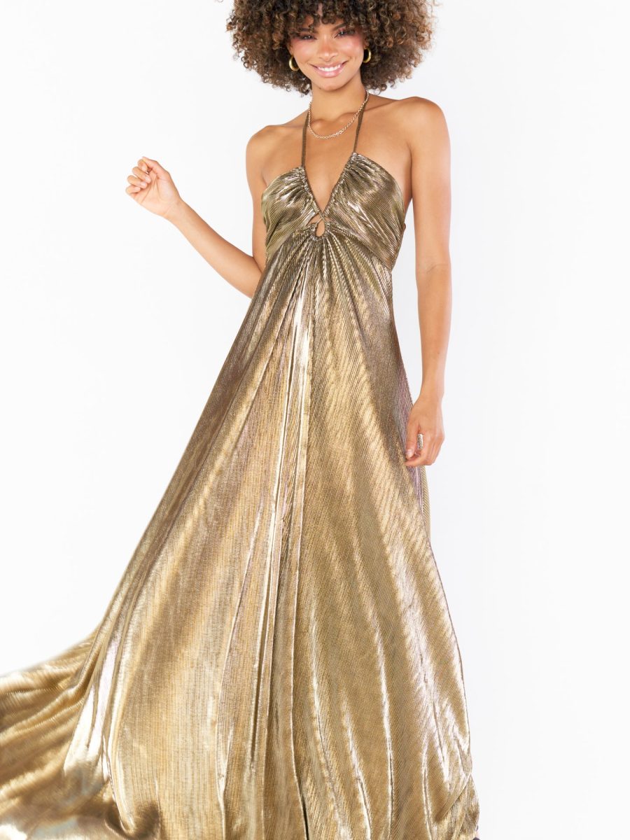 Paros Maxi Dress ~ Pleated Gold