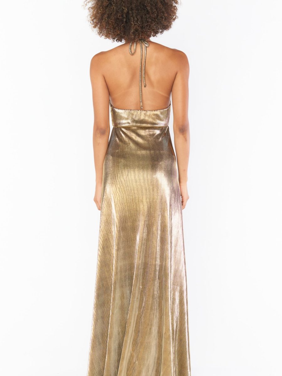 Paros Maxi Dress ~ Pleated Gold