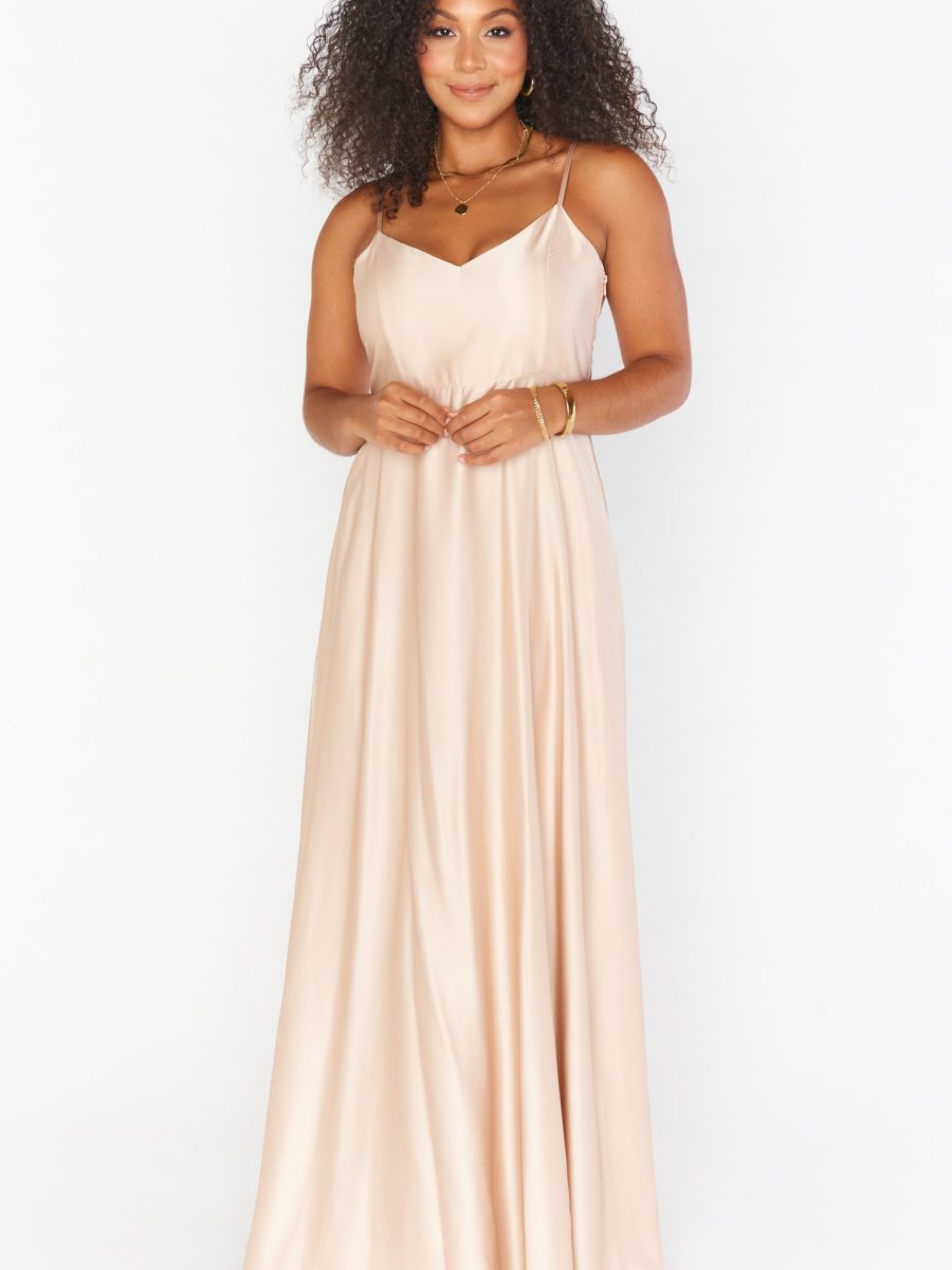 Faith Maxi Dress ~ Champagne Luxe Satin