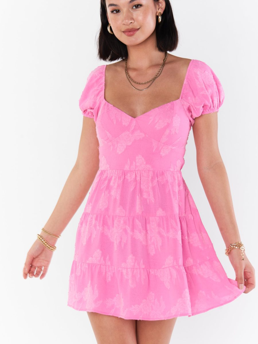 Cathy Mini Dress ~ Pink Clip Floral