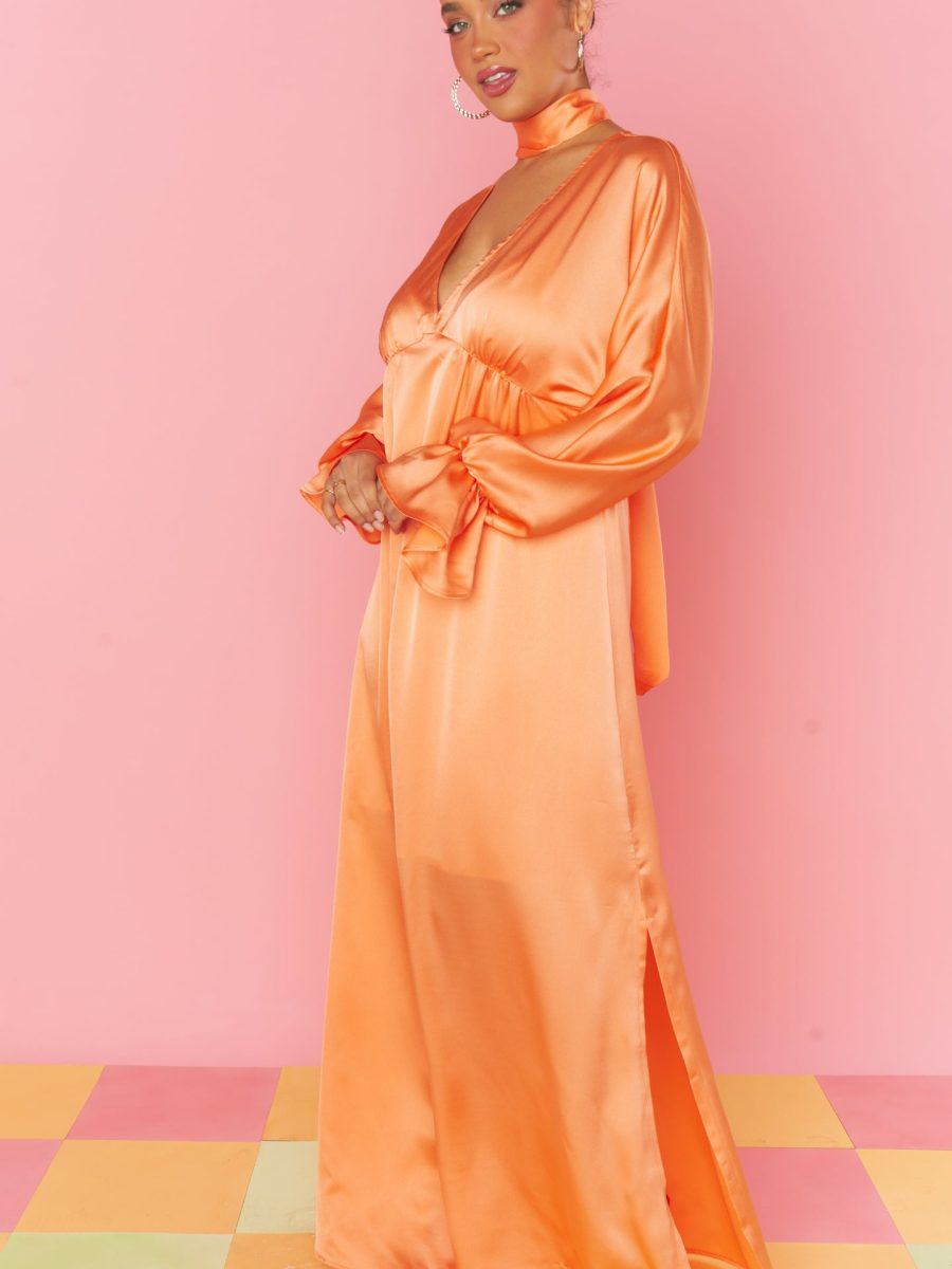 Thalia Maxi Dress ~ Cantaloupe Luxe Satin