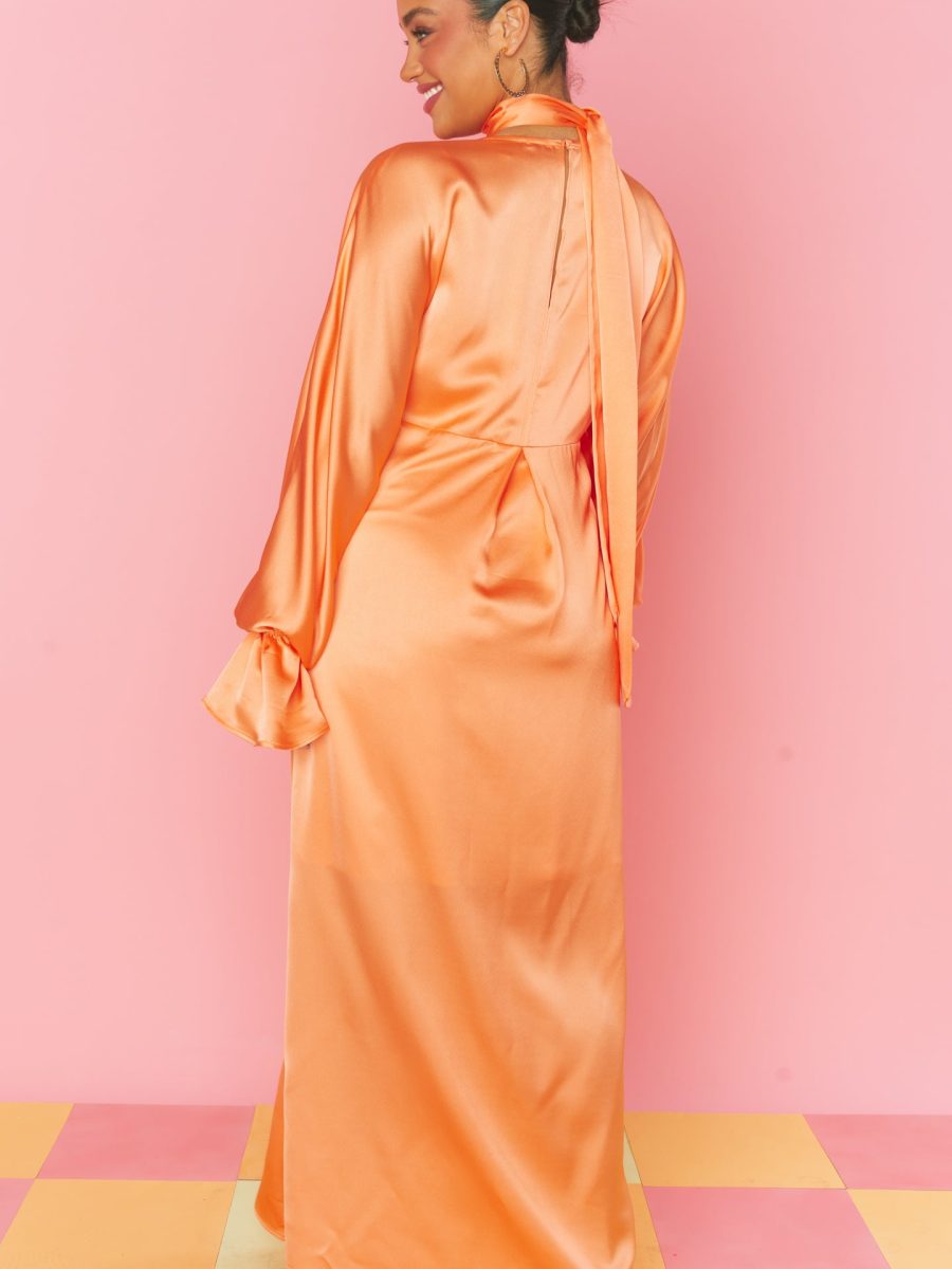 Thalia Maxi Dress ~ Cantaloupe Luxe Satin