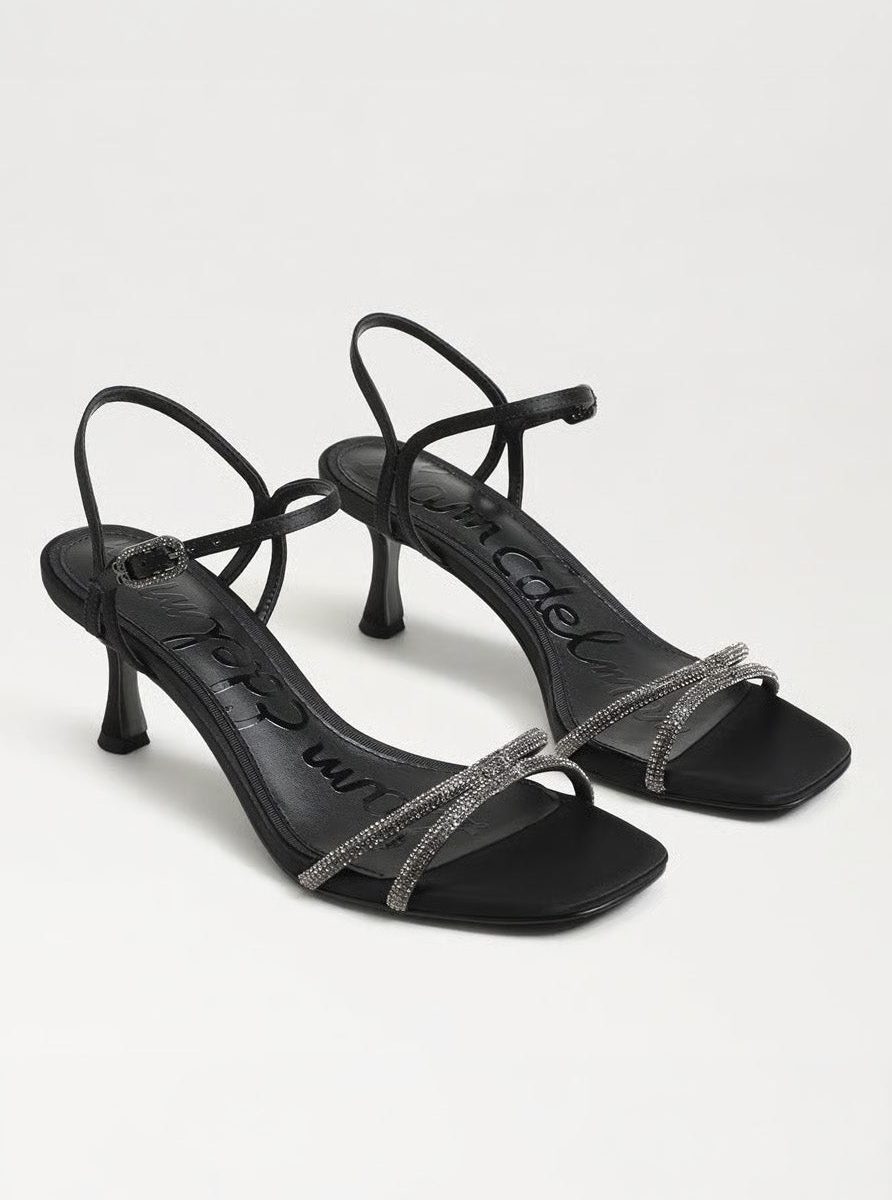 Sam Edelman Presley Glam Heel ~ Black Satin
